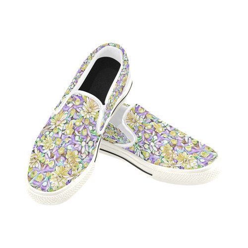 lovely floral 31E by FeelGood Women's Slip-on Canvas Shoes/Large Size (Model 019)