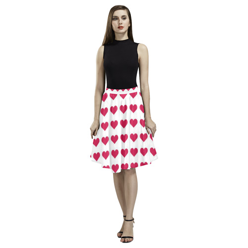 sweet allover hearts A Melete Pleated Midi Skirt (Model D15)