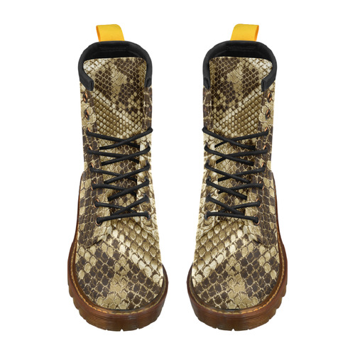 Golden Snakeskin - No snake has to die for it High Grade PU Leather Martin Boots For Women Model 402H