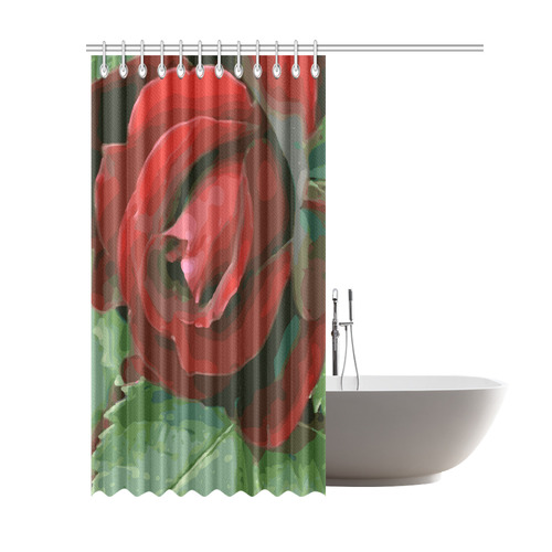 Beautiful Red Rose Floral Shower Curtain 69"x84"