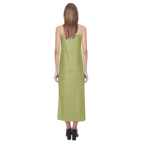 Golden Lime V-Neck Open Fork Long Dress(Model D18)