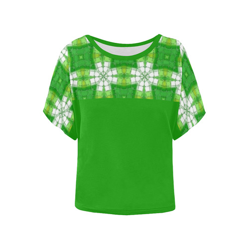 Spring Green Women's Batwing-Sleeved Blouse T shirt (Model T44)