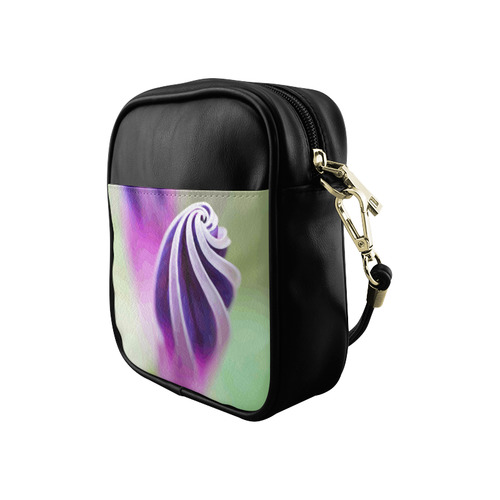 Purple Pink White Spiral Floral Sling Bag (Model 1627)