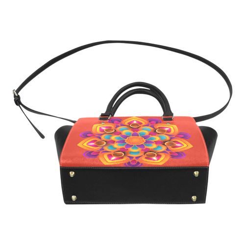 Red Orange Purple Mandala Classic Shoulder Handbag (Model 1653)