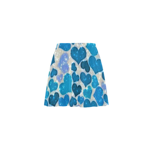 sparkling hearts, teal by JamColors Mini Skating Skirt (Model D36)