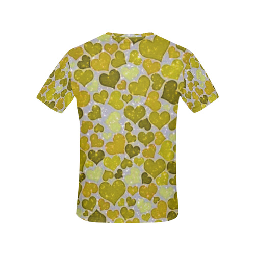 sparkling hearts,yellow by JamColors All Over Print T-Shirt for Women (USA Size) (Model T40)