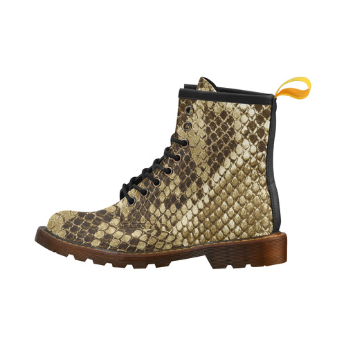 Golden Snakeskin - No snake has to die for it High Grade PU Leather Martin Boots For Women Model 402H