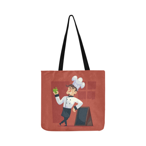 Handsome Chef with Green Apple Reusable Shopping Bag Model 1660 (Two sides)