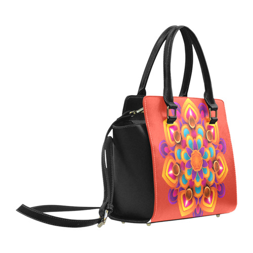 Red Orange Purple Mandala Classic Shoulder Handbag (Model 1653)