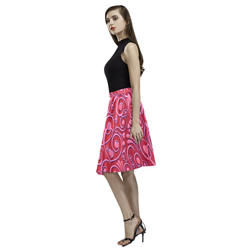 sweet hearts,red Melete Pleated Midi Skirt (Model D15)