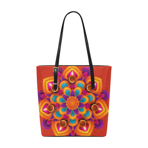 Red Orange Purple Mandala Euramerican Tote Bag/Small (Model 1655)