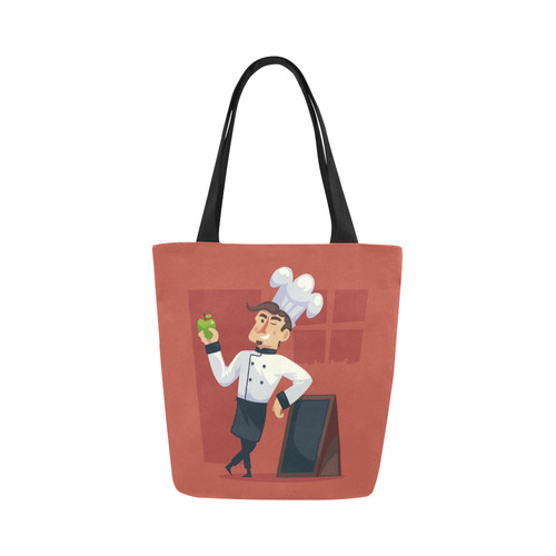 Handsome Chef with Green Apple Canvas Tote Bag (Model 1657)