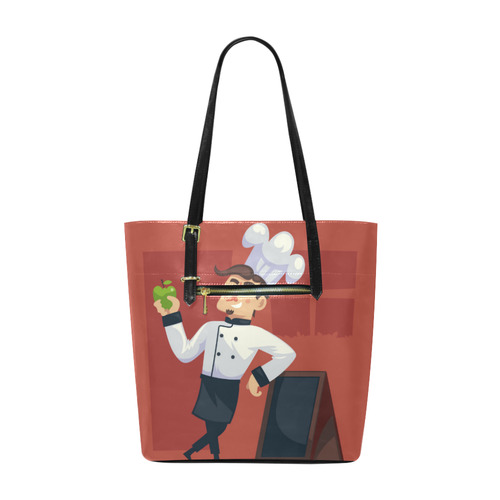 Handsome Chef with Green Apple Euramerican Tote Bag/Small (Model 1655)