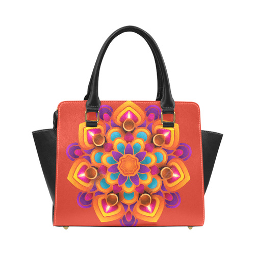 Red Orange Purple Mandala Classic Shoulder Handbag (Model 1653)