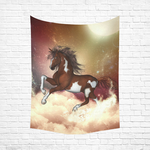 Wonderful wild horse in the sky Cotton Linen Wall Tapestry 60"x 80"