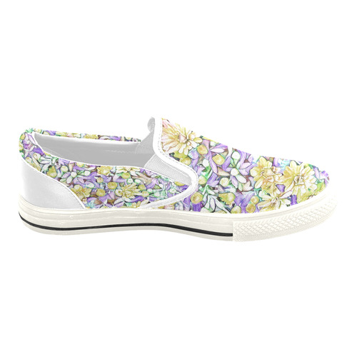 lovely floral 31E by FeelGood Women's Slip-on Canvas Shoes/Large Size (Model 019)