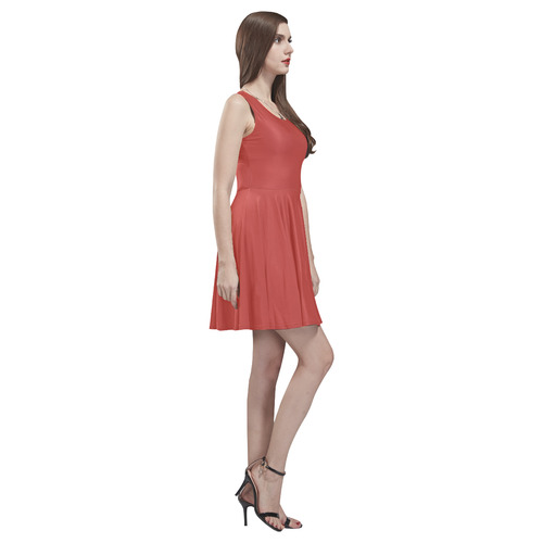 Aurora Red Thea Sleeveless Skater Dress(Model D19)