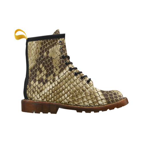 Golden Snakeskin - No snake has to die for it High Grade PU Leather Martin Boots For Women Model 402H