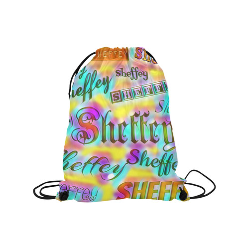 Sheffey Fonts - Yellow and Pink Rainbow Medium Drawstring Bag Model 1604 (Twin Sides) 13.8"(W) * 18.1"(H)