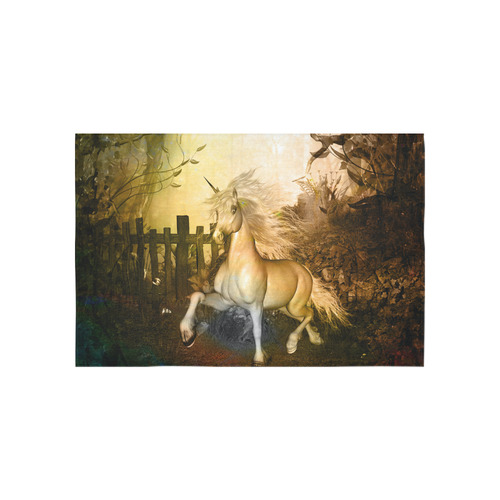 White unicorn in the night Cotton Linen Wall Tapestry 60"x 40"