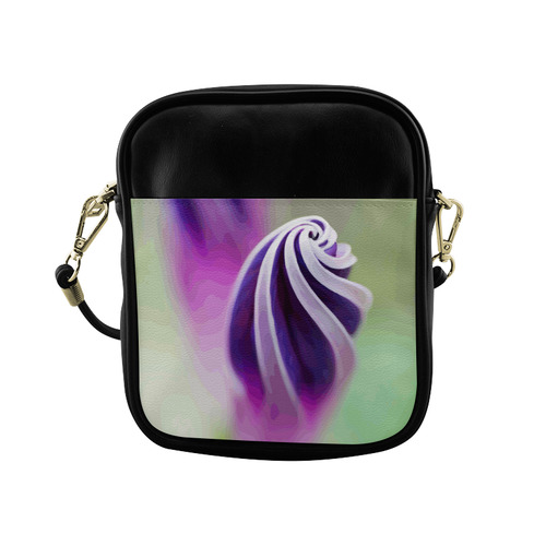 Purple Pink White Spiral Floral Sling Bag (Model 1627)