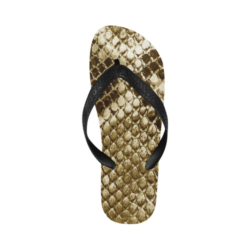 Golden Snakeskin - No snake has to die for it Flip Flops for Men/Women (Model 040)