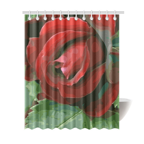 Beautiful Red Rose Floral Shower Curtain 69"x84"