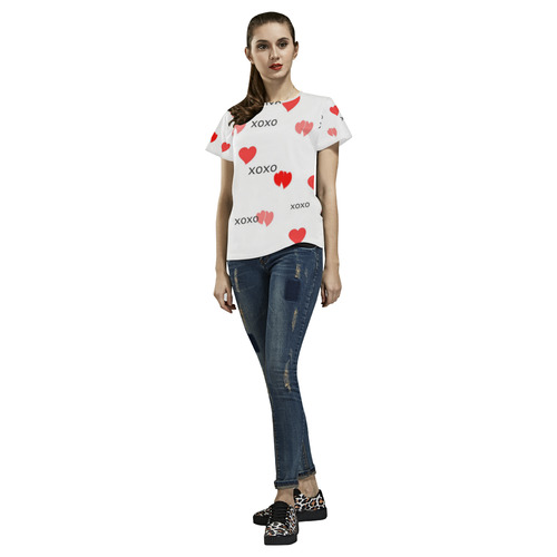 xoxo All Over Print T-Shirt for Women (USA Size) (Model T40)