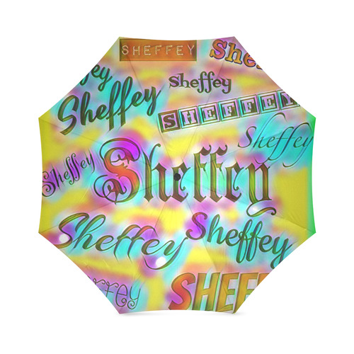 Sheffey Fonts - Yellow and Pink Rainbow Foldable Umbrella (Model U01)