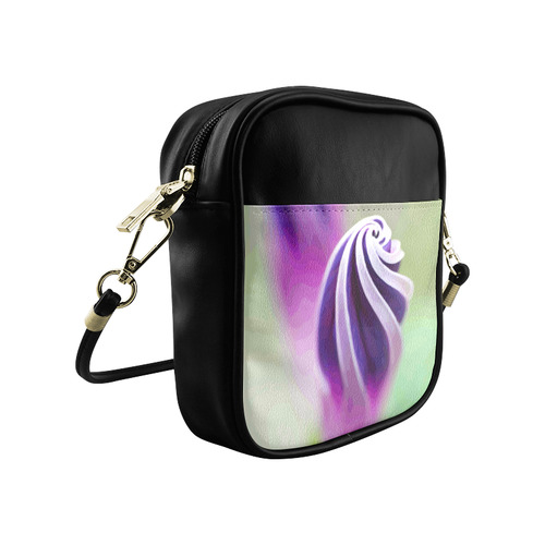 Purple Pink White Spiral Floral Sling Bag (Model 1627)
