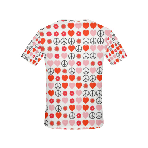 peace and love red All Over Print T-Shirt for Women (USA Size) (Model T40)