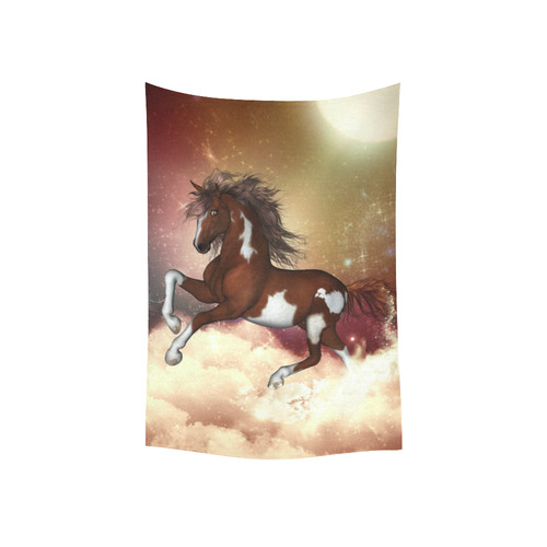 Wonderful wild horse in the sky Cotton Linen Wall Tapestry 40"x 60"