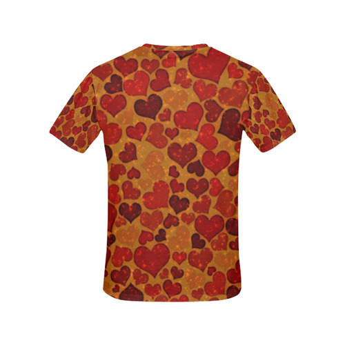 sparkling hearts,deep red by JamColors All Over Print T-Shirt for Women (USA Size) (Model T40)