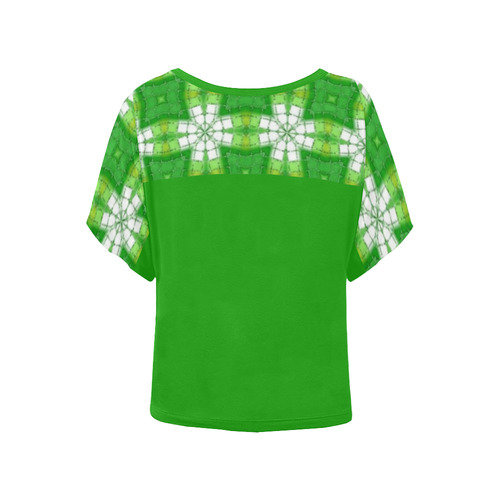 Spring Green Women's Batwing-Sleeved Blouse T shirt (Model T44)