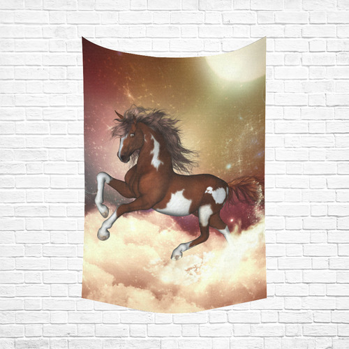 Wonderful wild horse in the sky Cotton Linen Wall Tapestry 60"x 90"