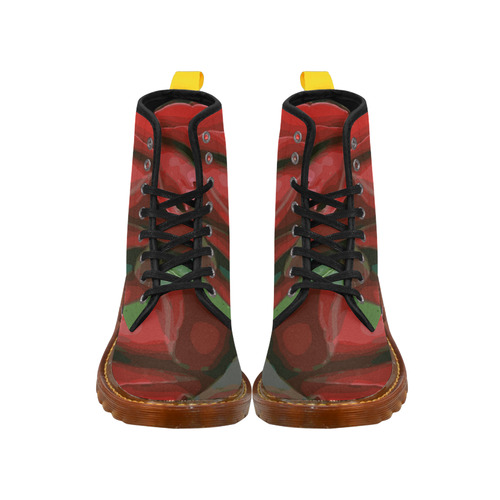 Beautiful Red Rose Floral Martin Boots For Women Model 1203H