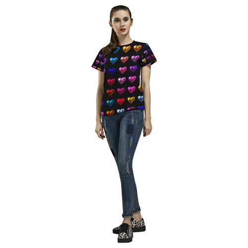 shiny hearts 2 All Over Print T-Shirt for Women (USA Size) (Model T40)