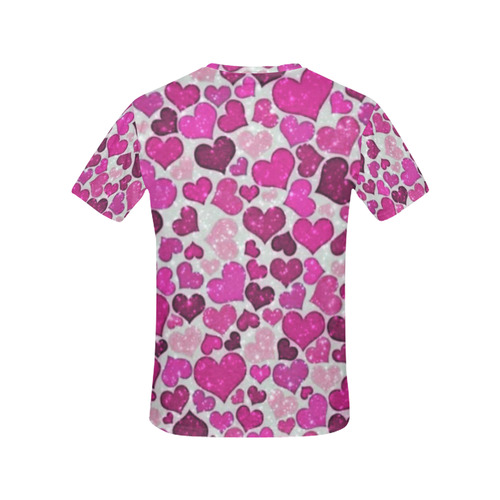 sparkling hearts pink by JamColors All Over Print T-Shirt for Women (USA Size) (Model T40)
