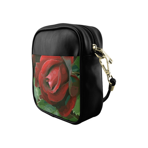 Beautiful Red Rose Floral Sling Bag (Model 1627)