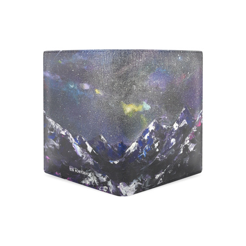 Mountains in night Men's Leather Wallet (Model 1612)