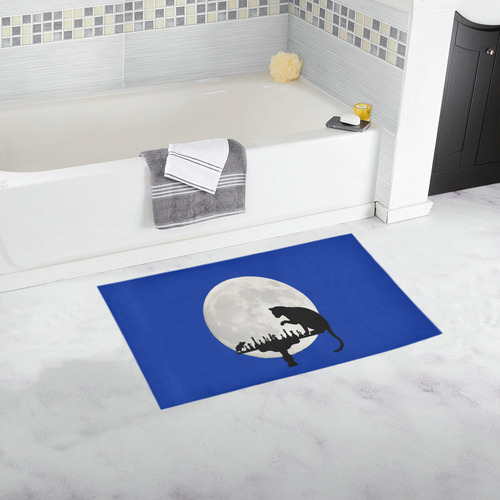 Cat Mouse Chess Blue Bath Rug 16''x 28''