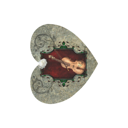 Violin with violin bow and flowers Heart-shaped Mousepad