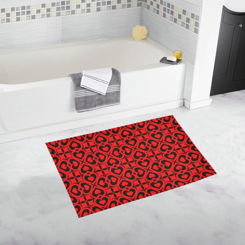 Red Black Heart Lattice Bath Rug 20''x 32''