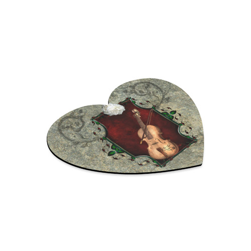 Violin with violin bow and flowers Heart-shaped Mousepad