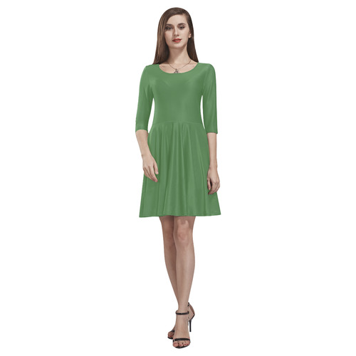 Hippie Green Tethys Half-Sleeve Skater Dress(Model D20)