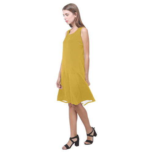 Lemon Curry Sleeveless Splicing Shift Dress(Model D17)