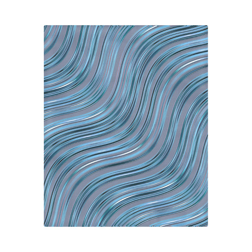 Metallic Turquoise Blue Waves Duvet Cover 86"x70" ( All-over-print)