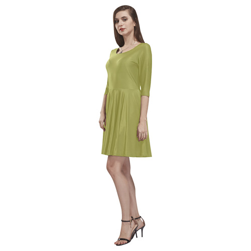 Golden Lime Tethys Half-Sleeve Skater Dress(Model D20)