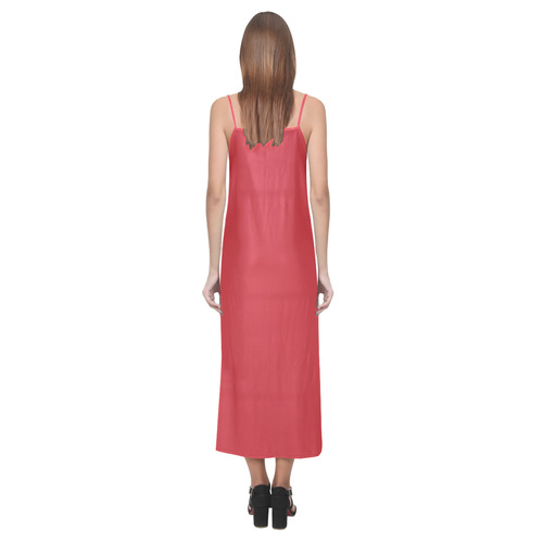 Flame Scarlet V-Neck Open Fork Long Dress(Model D18)