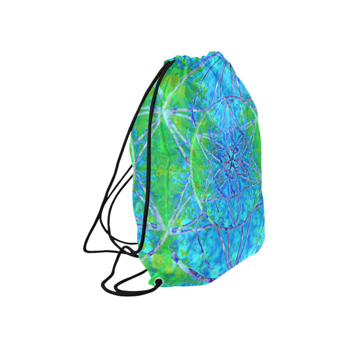 protection in nature colors-teal, blue and green Large Drawstring Bag Model 1604 (Twin Sides)  16.5"(W) * 19.3"(H)